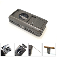 Briquet à cigares portable 4-en-1 avec coupe-cigares en V, poinçon, aiguille de tirage et support à cigares - Flamme jet coupe-vent pour les voyages et les affaires