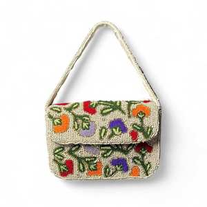 Sac de rangement perlé en gros, sac à bandoulière pour femme, sac à main en perles de rocaille, pochette de soirée à motif floral, sac de soirée noir, pochette de fête - Product Image 2