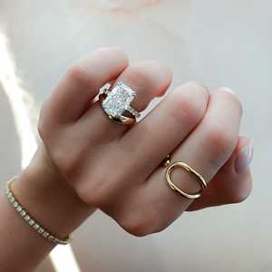 Cushion Cut Lab Grown Diamond Engagement Ring 14K 18K <b>Solid</b> Gold Custom 5 Carat Double Prong Solitaire Factory Price Wholesale - Product Image 6