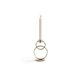 Modern Brass <b>Candlestick</b> <b>Holder</b> with Double Ring Design for Home Decoration - Product Image 1