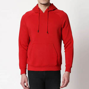 Sudadera con Capucha Roja para Hombre, Corte Regular, Color Sólido, Informal, Tejida, con Bolsillo, para Otoño - Product Image 1