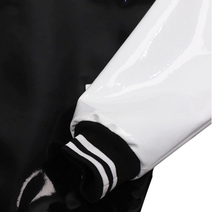Mens Premium <b>PVC</b> Leather Varsity Jacket Stand Collar Front Logo Retro College Letterman High Quality <b>Top</b> Selling - Product Image 4