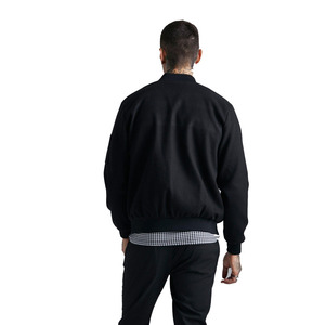 Customized <b>Men</b>’s Classic Black Full-Zip Bomber <b>Jacket</b> Lightweight Casual Flight <b>Jacket</b> with Ribbed Trim <b>Utility</b> Sleeve Pockets - Product Image 3