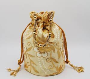 Embroidery <b>Potli</b> <b>Bag</b> Supplier for Bulk Wedding Orders Custom Embroidery <b>Potli</b> <b>Bag</b> Manufacturer for Export with needle work - Product Image 2