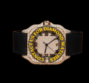 Montre Homme de Luxe avec Cadran Carré Moissanite Semi-Sertie, Chiffres Romains Noirs et Bracelet en Cuir Noir – Qualité Supérieure - Product Image 1