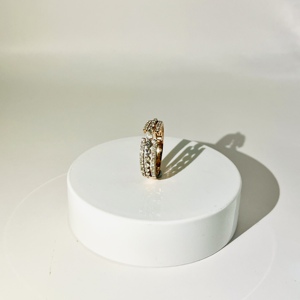 Anillo de Compromiso de Lujo de Oro Rosa de 14K para Mujer con 47 Diamantes Naturales Lapidados en Corte Brillante, Color Blanco H, Estilo Clásico - Product Image 3