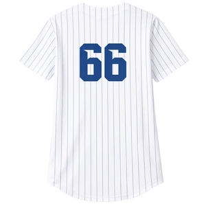 Camiseta de béisbol personalizada para hombre, manga corta, cuello en V, nombre del equipo 66, ropa de poliéster con rayas blancas serigrafiadas - Product Image 3