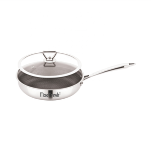 Maxfresh Pro Series Sustainable Stainless Steel Non-Stick 2-Piece Cookware Set Triply Honeycomb Fry Pan Glass Lid <b>for</b> Gas - Product Image 1