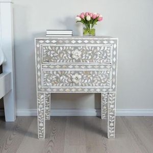 Cajonera Antigua con Incrustaciones de Hueso, Mueble de Mosaico Hecho a Mano, Mueble de Dormitorio de Lujo, Almacenamiento Decorativo, Acento Interior - Product Image 5