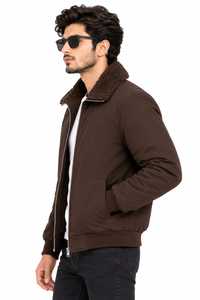 Chaqueta Casual de Invierno para Hombre EXONE INDUSTRIES, con Forro de Sherpa Marrón, Ligera, Gruesa, de Poliéster/Nailon, con Cuello Alto y Cierre, Resistente al Viento - Product Image 3