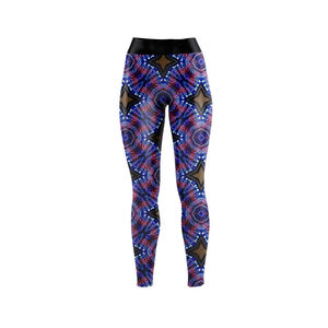 Leggings taille haute à imprimé géométrique, longueur intégrale, extensibles, pour le sport et le yoga, motif violet et rose, tricotés en Spandex et Polyester - Product Image 5