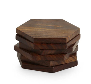 Sous-verre carré en bois artisanal personnalisé, style classique, écologique, pour la table, prix d'usine, logo Inde - Product Image 4