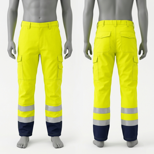 Sales Blackhardson Men Womens Safety <b>Work</b> <b>Pant</b> 240 GSM Premium Polyester Fabric Neon Yellow Reflective Leg Panels Waterproof - Product Image 1