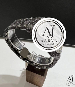 Black Rhodium Stainless Steel Mechanical Watch Crystal Dial 20mm Band Analog <b>Bracelet</b> Diamond Bezel Luxury Dress Watch - Product Image 2