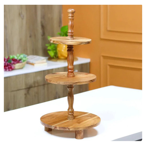 Wooden Cake Stand New Shape Wooden Cake Stand Fruit Stand Cake Stand Dessert Serving <b>Display</b> <b>Table</b> Decoration Catering Use - Product Image 6