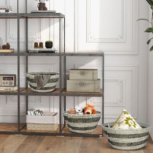 Set of 3 Natural Canes <b>Woven</b> <b>Baskets</b> with Hollowed Handles Stackable Storage Bins 1PC Bin - Product Image 3