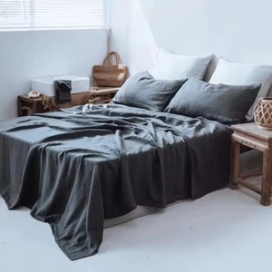 Parures de lit en lin pur, taille Queen et King, broderie, housse de couette, drap plat/housse, linge de lit, style hôtel, textiles de maison - Product Image 4