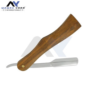 High Quality Barber Razor Stainless Steel Straight Razor <b>Single</b> Blade Face Shaving Razor <b>Swing</b> Lock Custom Color Wooden Handle - Product Image 4