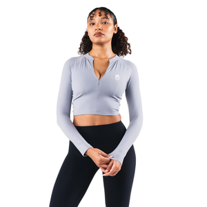 Soutien-gorge de sport à manches longues et fermeture éclair sur le devant pour femme, haut court très élastique pour le yoga, le fitness, l'entraînement, les loisirs et les activités sportives, OEM - Product Image 1