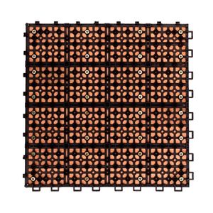 Set di 10 Piastrelle a Incastro in Legno Marrone Rossastro a 8 Listelli per Pavimentazione Esterna - Product Image 4