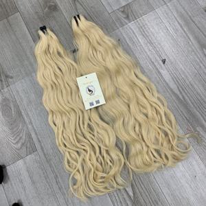 Recién llegado, extensiones de cabello humano vietnamita Remy virgen dibujado doble, trama plana ondulada Natural en Color Rubio - Product Image 4