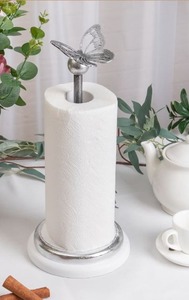 Gold Metal Paper <b>Towel</b> <b>Holder</b> Freestanding Countertop <b>Kitchen</b> Tissue Roll Stand Modern - Product Image 3