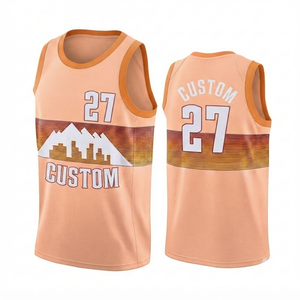 Camiseta de Baloncesto Personalizada para Hombre, Color Naranja Melocotón, Malla Transpirable, 100% Poliéster, Secado Rápido, Sin Mangas, Jersey Deportivo Digital - Product Image 1