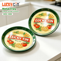 Plateau rond en métal personnalisé Lucky, en fer blanc de qualité alimentaire, pour service, biscuits, bonbons, chocolat, snacks, emballage, vente en gros, OEM
