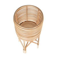 Suporte para Plantas Personalizado em Vime e Rattan com Trama Aberta, Cesto de Chão para Vasos, Decoração de Jardim e Casa, Estilo Americano, Esculpido à Mão, Natural