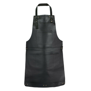 Delantal de Cuero Clásico y Resistente para Cocina con Bolsillos y Anillo Metálico - Product Image 4