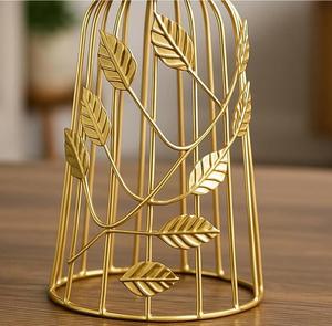 Candelabro de Metal Dorado con Diseño de Hojas, Portavelas Redondo de Vidrio, Decoración para el Hogar - Product Image 3