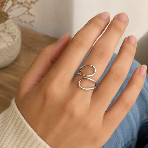 925 Sterling <b>Silver</b> Spiral Swan <b>Adjustable</b> Minimalist Bezel Setting Rose Gold Plated Engagement <b>Ring</b> Unisex Wholesale Handmade - Product Image 3