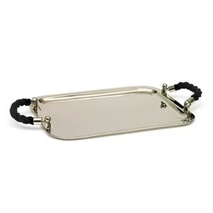 Oval Shaped Decorative Traditional Design Multi Functional Metal Handicraft Decorative <b>Tray</b> With Floral Accents - Product Image 5