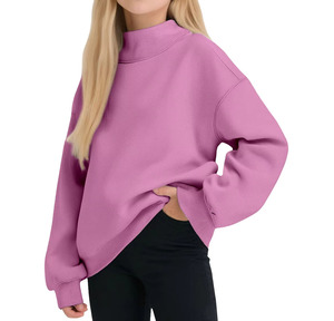 Women <b>Mock</b> <b>Neck</b> Sweatshirt Oversized Pullover Long Sleeve Fleece Warm Casual Streetwear Autumn Winter Fashion <b>Top</b> Front - Product Image 3
