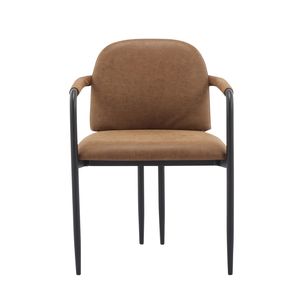 Set di 2 sedie da pranzo nere e marrone rossastro con struttura in ferro - Product Image 2