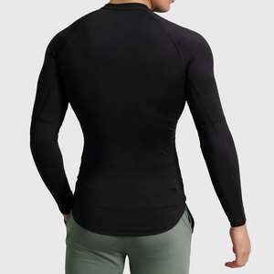 Camiseta Deportiva de Manga Larga para Hombre, Negra con Franja Verde, Spandex y Poliéster, Secado Rápido, Talla Adulto - Product Image 3