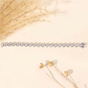Lab Grown Diamond Heart Tennis Bracelet Heart Shape Diamond Bracelet White Gold Romantic Jewelry Anniversary <b>Gift</b> for Women - Product Image 3