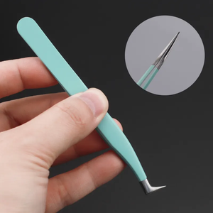 Private Label Stainless Steel Anti-Static Fiber Tip Volume <b>Lash</b> Extension Tweezers Custom Logo 90 Degrees for Eyelash Isolation - Product Image 2