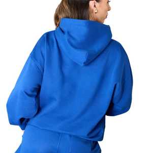 Sudadera con Capucha Azul Rey para Mujer, de Forro Polar, Manga Larga, Estilo Casual Urbano, Corte Holgado, Tacto Suave y Cómodo - Product Image 2