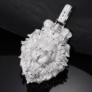 Pendentif Tête de Lion Moissanite Iced Out Plaqué Or 18K, Breloque Hip Hop, Idéal pour Homme, Port Quotidien, Cadeau pour Amoureux - Product Image 2