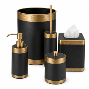 Luxury Rose Gold <b>Bathroom</b> <b>Accessories</b> <b>Set</b> 6 Piece Hammered Copper Electroplated Hexagonal Stainless Steel Bath Organizer <b>Set</b> - Product Image 4