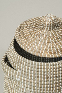 <b>Set</b> of 3 seagrass baskets with attached handles Handmade Storage Basket Wholesale eco-friendly Made in Viet Nam - Product Image 5