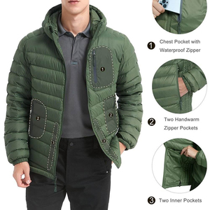 Chaqueta de Plumón para Hombre, Invierno 2026, Precio al por Mayor, Tejido Transpirable, Color Verde Sólido, Corte Regular, Estilo con Cierre, para Actividades al Aire Libre - Product Image 3