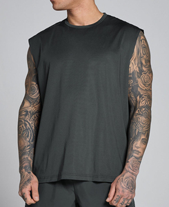 Débardeur sans manches noir sans couture pour homme, col rond, tricoté uni, respirant, en polyester, style streetwear, usage décontracté, 180g, prix abordable - Product Image 5