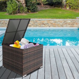 "Brown Gradient Iron Frame 71x71x60.5cm Square Rattan <b>Storage</b> <b>Locker</b>" - Product Image 4