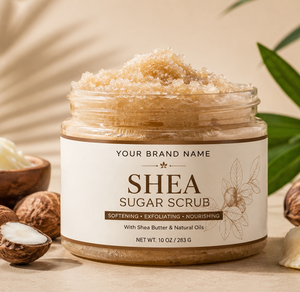 Organic Shea Sugar <b>Body</b> <b>Scrub</b> with Natural Exfoliating Crystals for Deep Skin Nourishment Hydration OEM Private Label Wholesale - Product Image 3