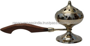 Quemador de incienso Loban de latón hecho a mano con mango de madera, quemador de incienso portátil para carbón, Bakhoor, Dhoop, uso doméstico y en templos - Product Image 5