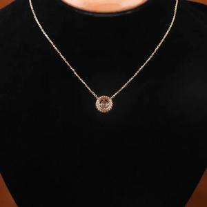 <b>Solid</b> Yellow <b>Gold</b> Round Cut Diamond Sunburst Necklace <b>Pendant</b> Simple Double Halo Setting Starburst Floral Medallion Fine <b>Pendant</b> - Product Image 2
