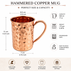 Taza Moscow Mule de Cobre Sólido Hecha a Mano con Acabado Martillado, Utensilios de Bar, Artículos de Cocina, Proveedor Mayorista, Fabricante para Hoteles y Hogares - Product Image 5
