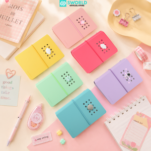 SWORLD Mini PU Cover <b>Notepad</b> With Perforated Design And Colorful Patterns For Note Taking Pastel Color - Product Image 1